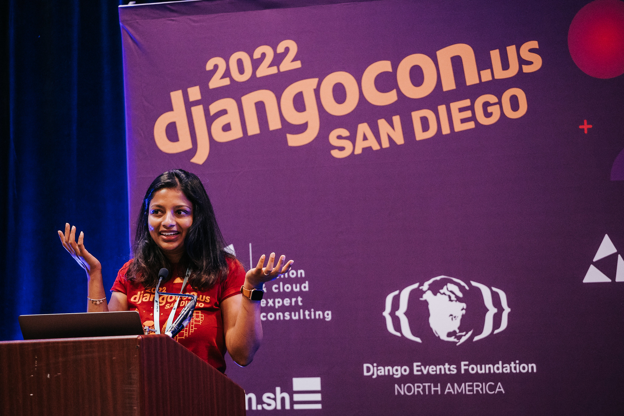 Speaker addressing a crowd at DjangoCon US 2022 in San Diego